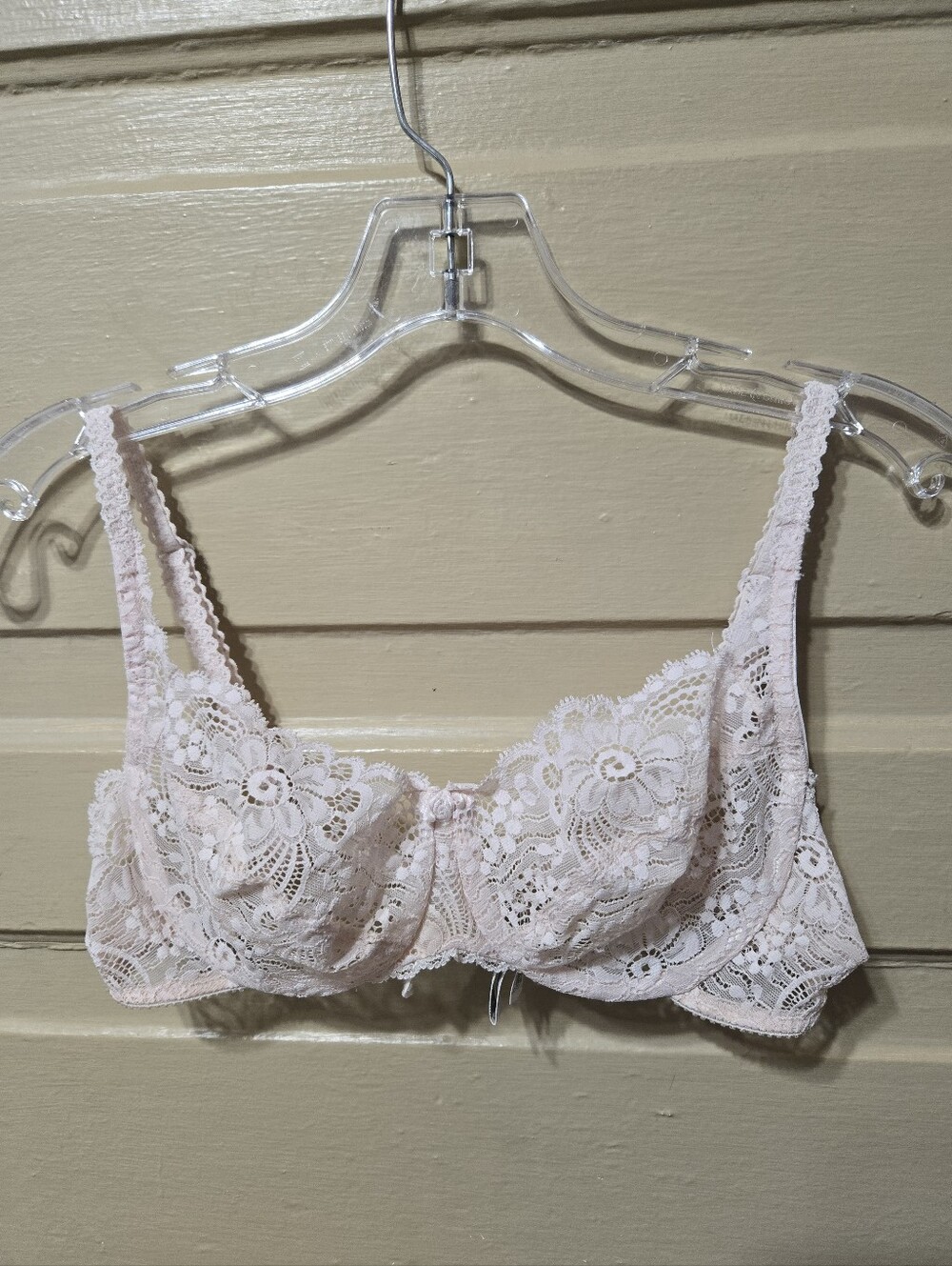 Oscar De La Renta Vintage Light Blush Pink Lace Bra Size: 36C